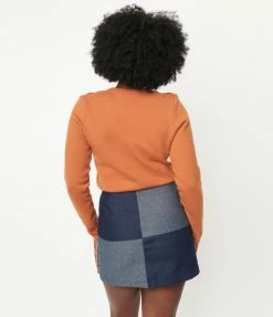 Dessin Studio Blue Color Block Denim Mini Skirt