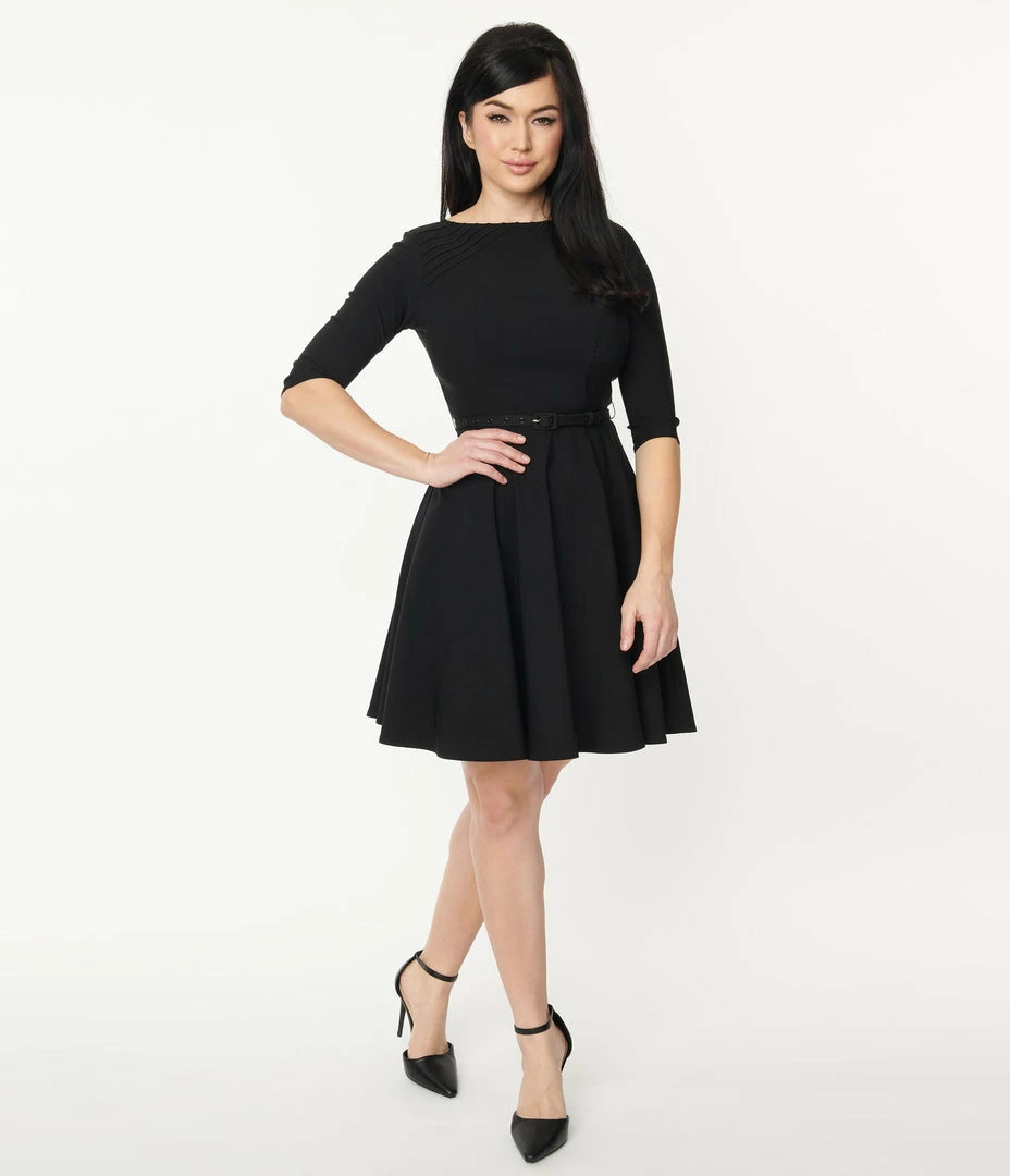 Trending Unique Vintage Black Stephanie Fit & Flare Dress