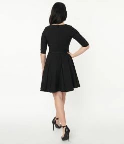Trending Unique Vintage Black Stephanie Fit & Flare Dress