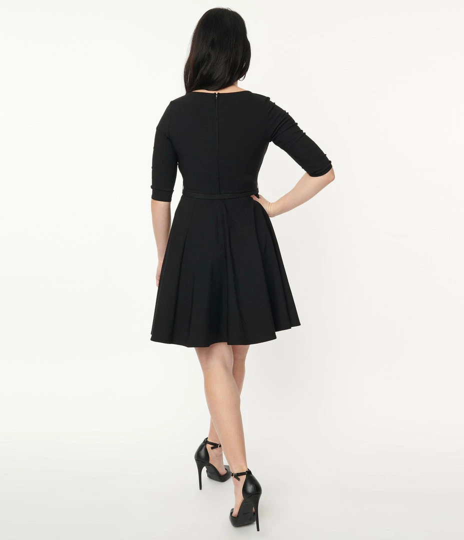 Trending Unique Vintage Black Stephanie Fit & Flare Dress