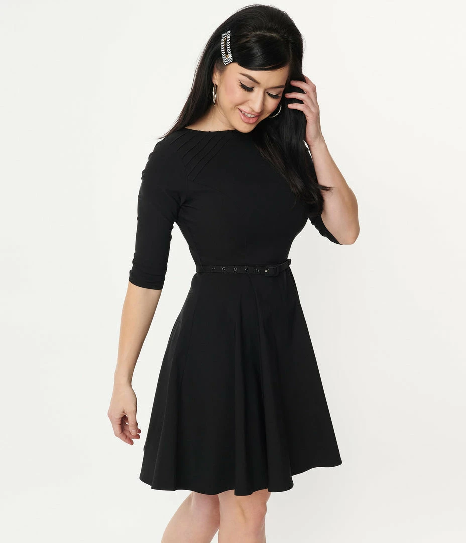 Trending Unique Vintage Black Stephanie Fit & Flare Dress