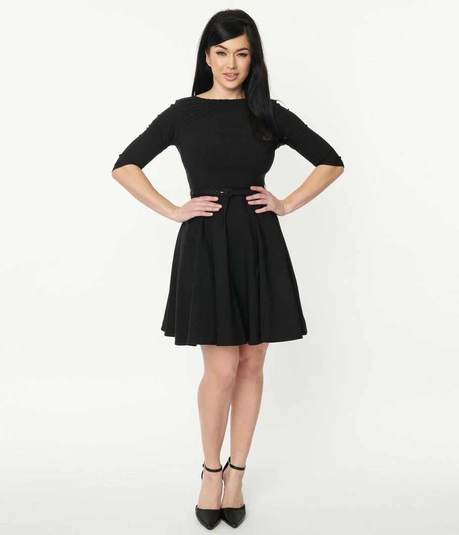 Trending Unique Vintage Black Stephanie Fit & Flare Dress
