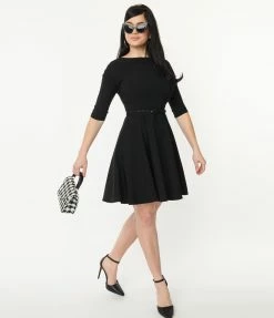 Trending Unique Vintage Black Stephanie Fit & Flare Dress