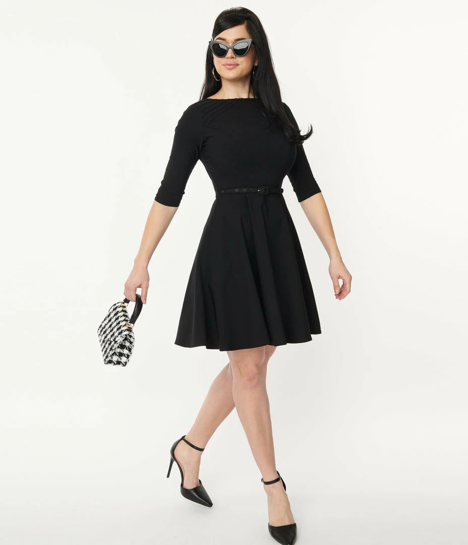 Trending Unique Vintage Black Stephanie Fit & Flare Dress