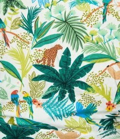 Unique Vintage Plus Size White & Teal Jungle Print Wrap Crop Top Sale