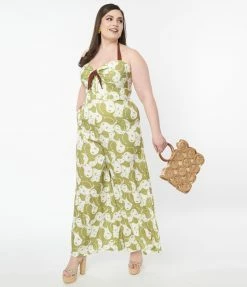 Rompers & Jumpsuits SmileyÃ‚Â® X Unique Vintage Plus Size Green Yin Yang SmileyÃ‚Â® Print Jumpsuit