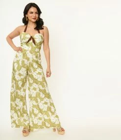 Fan Flair Smiley® X Unique Vintage Green Yin Yang Smiley® Print Jumpsuit