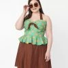 SmileyÃ‚Â® X Unique Vintage Plus Size Green SmileyÃ‚Â® Daisy Peplum Halter Top