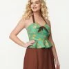 SmileyÃ‚Â® X Unique Vintage Green SmileyÃ‚Â® Daisy Peplum Halter Top
