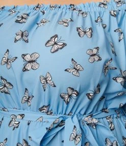 Unique Vintage Plus Size Blue & Butterfly Sweet Escape Maxi Dress