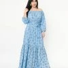 Unique Vintage Blue & Butterfly Sweet Escape Maxi Dress