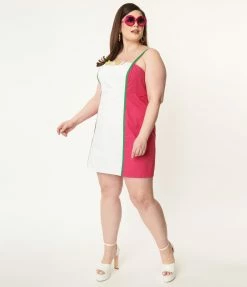 Sale Smak Parlour Plus Size Hot Pink & White Color Block Darling Daisy Mini Dress
