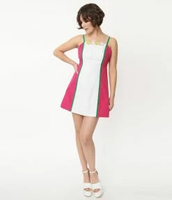 Smak Parlour Hot Pink & White Color Block Darling Daisy Mini Dress Sale