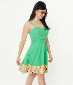 Fan Flair Rainbow Brite XÃ¥ÃŠUnique Vintage 1950s Green & The Color Kids Flare Dress