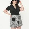 Sale Unique Vintage Plus Size Black & White Zebra Print Hide & Seek Skort