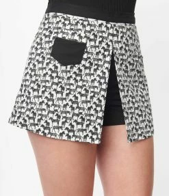 Unique Vintage Black & White Zebra Print Hide & Seek Skort