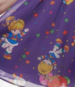 Rainbow Brite XåÊUnique Vintage Plus Size Rainbow Night Print Babydoll Dress Fan Flair