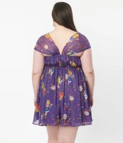 Rainbow Brite XåÊUnique Vintage Plus Size Rainbow Night Print Babydoll Dress Fan Flair