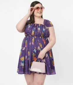 Rainbow Brite XåÊUnique Vintage Plus Size Rainbow Night Print Babydoll Dress Fan Flair