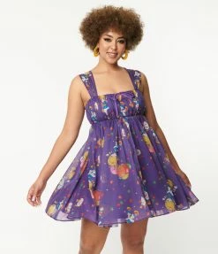 Fan Flair Rainbow Brite X Unique Vintage Rainbow Night Print Babydoll Dress