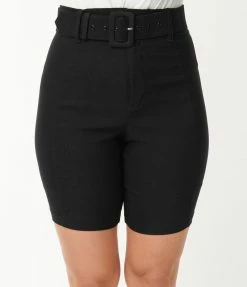 Unique Vintage Black Bermuda Shorts Sale