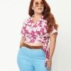 SmileyÂ® X Unique Vintage Plus Size Purple Yin Yang SmileyÂ® Wrap Crop Top