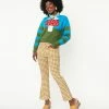 Tony Mary Brown & Tan Gingham Crop Flare Pants