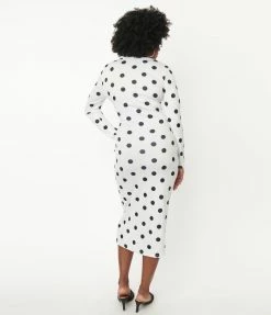 American Mettle Holding (Today Fashion) White & Black Polka Dot Wiggle Dress Sale