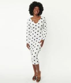American Mettle Holding (Today Fashion) White & Black Polka Dot Wiggle Dress Sale