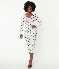American Mettle Holding (Today Fashion) White & Black Polka Dot Wiggle Dress Sale