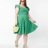 SHEEN Clothing Ltd Plus Size Green Eyelet Raphaella Swing Dress Sale