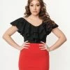 Nylon Apparel Black Off Shoulder Ruffled Top