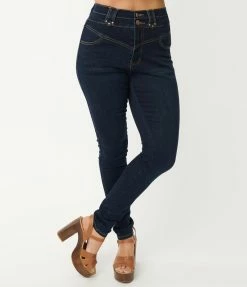 Blue Turtle Sale Dark Denim High Waisted Skinny Jeans