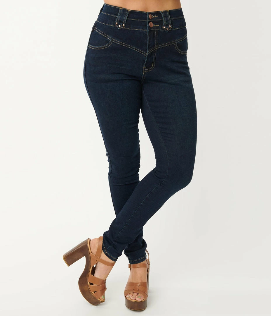 Blue Turtle Sale Dark Denim High Waisted Skinny Jeans