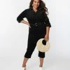 Unique Vintage Plus Size Black Corduroy Trixie Jumpsuit