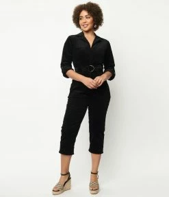 Sale Unique Vintage Black Corduroy Trixie Jumpsuit