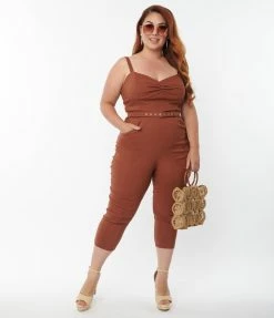 Unique Vintage Plus Size Brown Marcel Jumpsuit