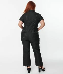 Unique Vintage Plus Size Black Cargo Jumpsuit Trending