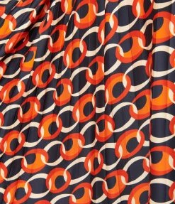 Smak Parlour Plus Size Navy & Red Chain Print Pleated Shift Dress Sale