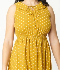 Sm Wardrobe Mustard & White Polka Dot Flare Dress Sale
