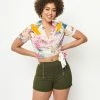 Unique Vintage 1950s Multicolor Patchwork Floral Wrap Star Crop Top Sale