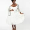 Clothing Unique Vintage Plus Size Ivory Polka Dot Lamar Bridal Swing Dress