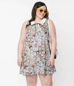 Flintstones X Smak Parlour Plus Size Flintstones Character Print Mini Dress Clothing