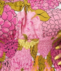 Unique Vintage Plus Size Pink & Yellow Floral Breezy Babe Crop Top