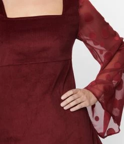 Smak Parlour Burgundy Floral Sleeve Mini Dress