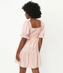 Regenbogen Pink Gingham Fit & Flare Dress Fan Flair