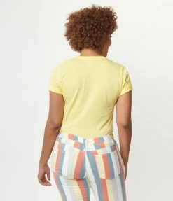 LA Show Room (Olive And Ivory) Sale Yellow & Cherry Hearts Unisex Graphic Tee