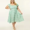 SHEEN Clothing Ltd Sale Plus Size Mint & White Floral Swing Dress