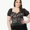 Betty Boop X Unique Vintage Plus Size Black Floral Sweetheart Blouse