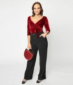 Unique Vintage Black Wide Cuff Pants